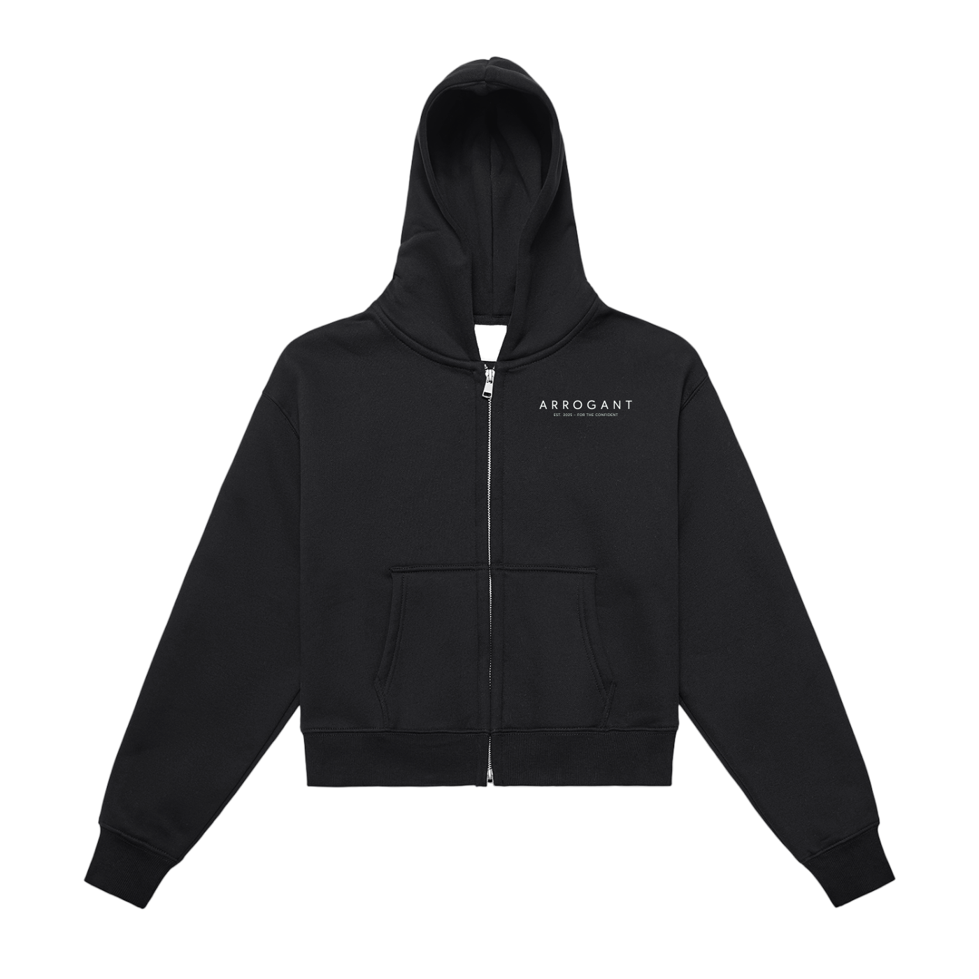 Fleeced Zip-Up Cropped Hoodie